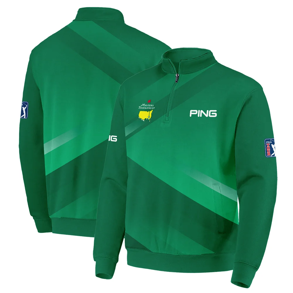 Ping Masters Tournament Golf Long Polo Shirt Green Gradient Pattern Sports All Over Print Long Polo Shirt For Men
