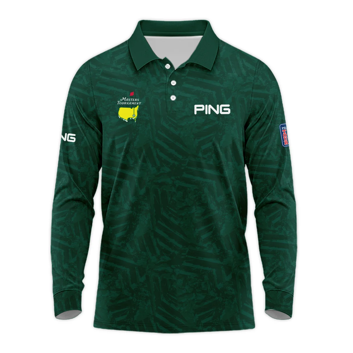 Ping Masters Tournament Green Stratches Seamless Pattern Long Polo Shirt Style Classic Long Polo Shirt For Men