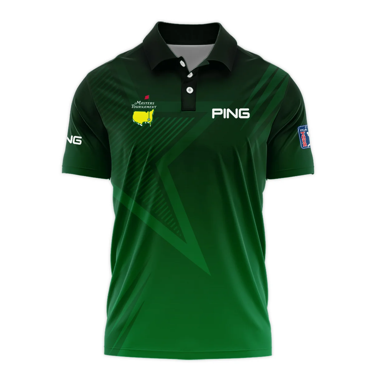 Ping Masters Tournament Polo Shirt Dark Green Gradient Star Pattern Golf Sports Polo Shirt For Men