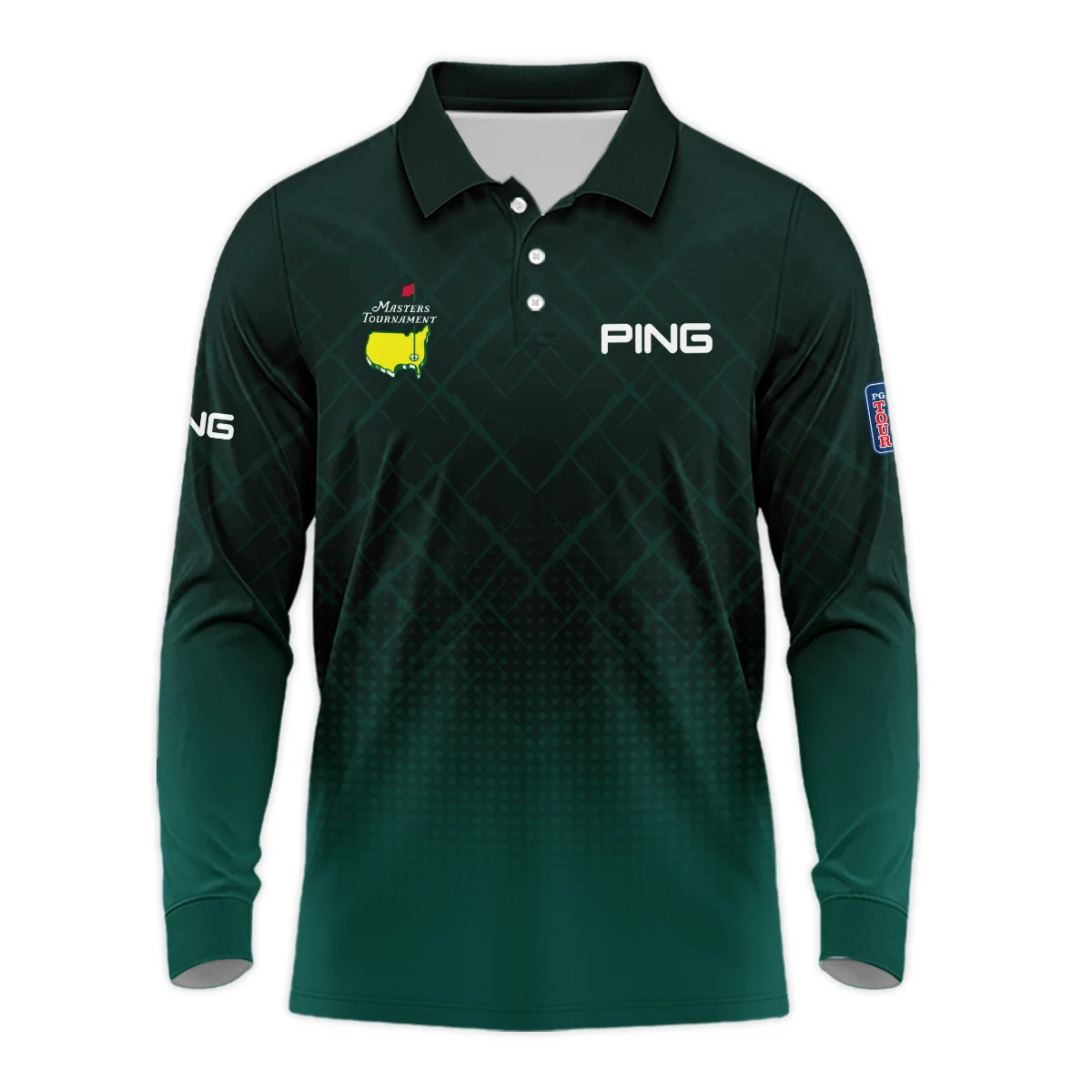 Ping Masters Tournament Sport Jersey Pattern Dark Green Long Polo Shirt Style Classic Long Polo Shirt For Men