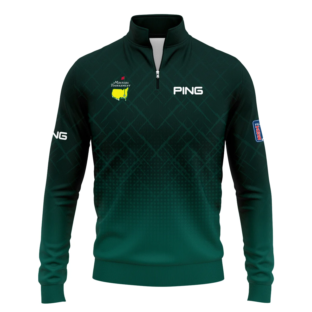 Ping Masters Tournament Sport Jersey Pattern Dark Green Zipper Polo Shirt Style Classic Zipper Polo Shirt For Men