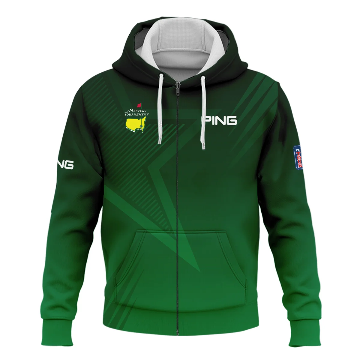 Ping Masters Tournament Zipper Hoodie Shirt Dark Green Gradient Star Pattern Golf Sports Zipper Hoodie Shirt