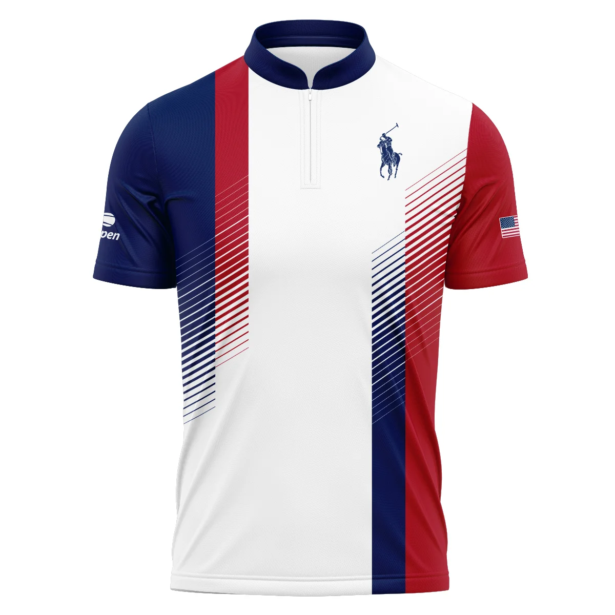 Ralph Lauren Blue Red Straight Line White US Open Tennis Champions Polo Shirt Style Classic Polo Shirt For Men