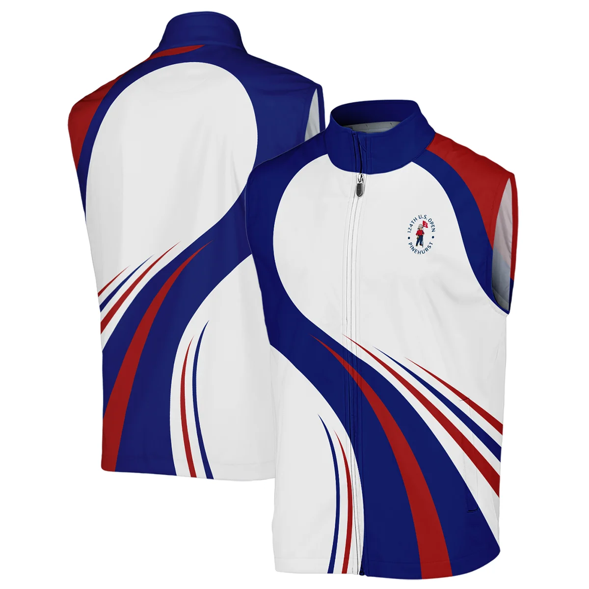 Rolex 124th U.S. Open Pinehurst Golf Blue Red White Background Sleeveless Jacket Style Classic Sleeveless Jacket