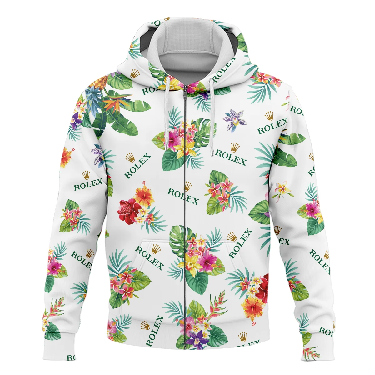 Rolex Hawaiian Flower Zipper Hoodie Shirt Style Classic Zipper Hoodie Shirt