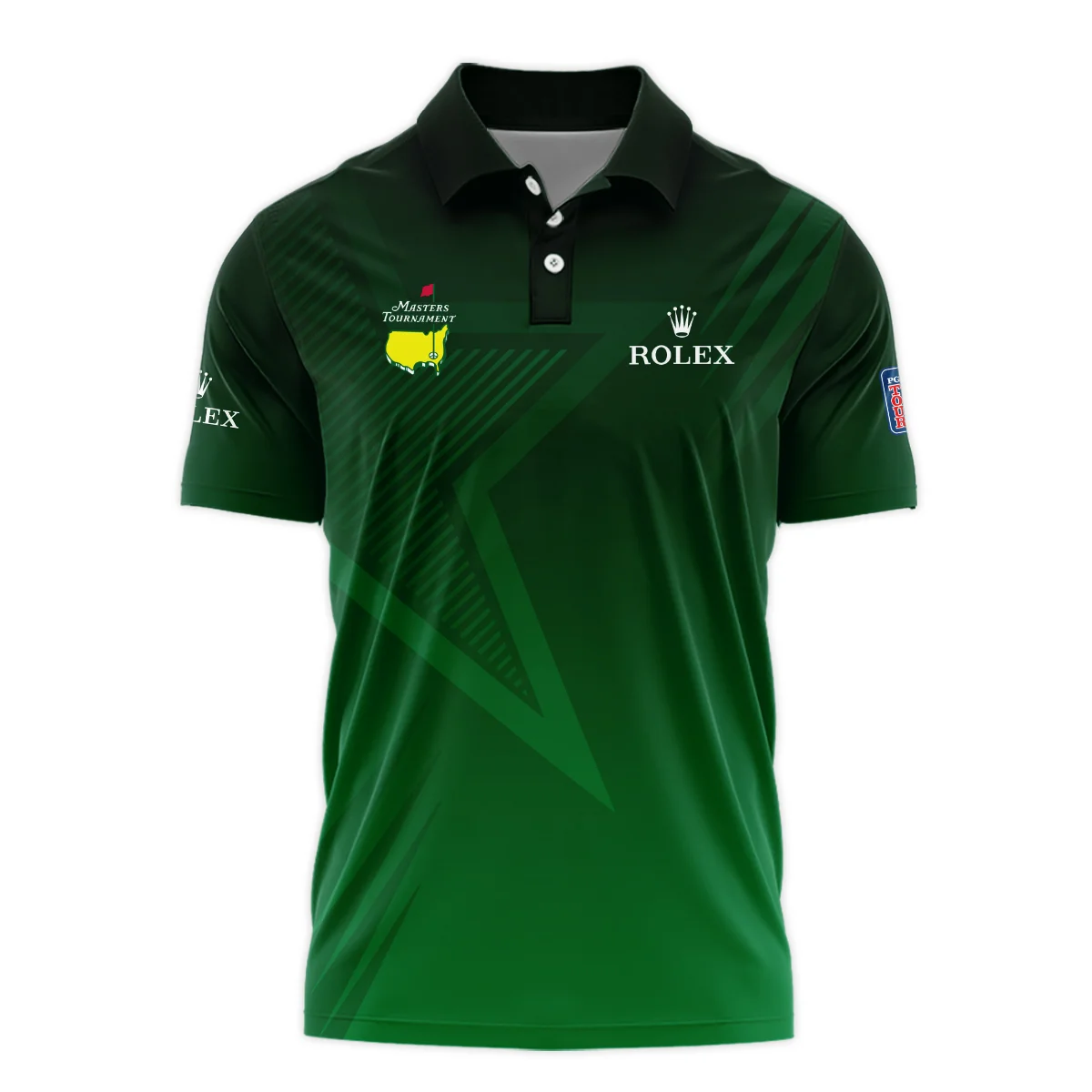 Rolex Masters Tournament Dark Green Star Pattern Zipper Polo Shirt Style Classic Zipper Polo Shirt For Men