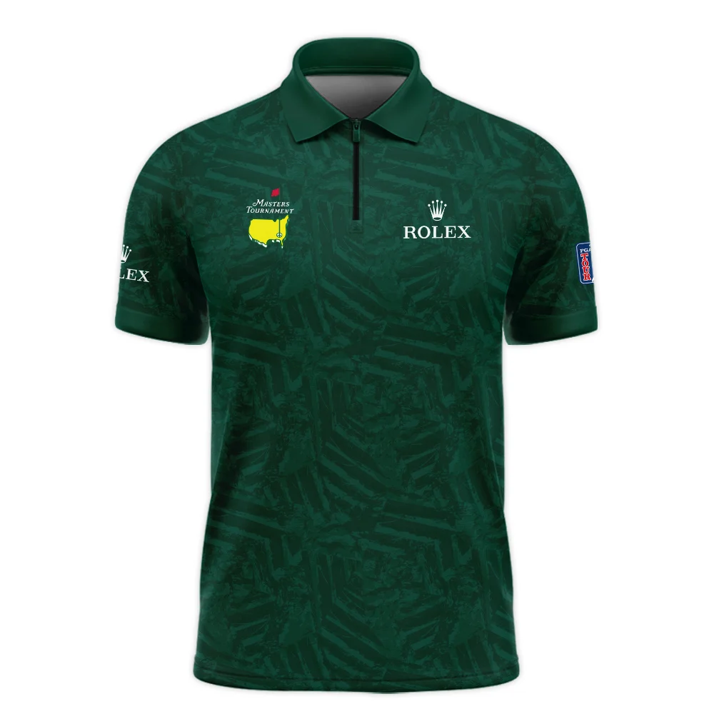 Rolex Masters Tournament Green Stratches Seamless Pattern Zipper Polo Shirt Style Classic Zipper Polo Shirt For Men