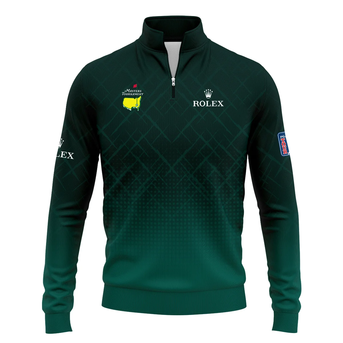 Rolex Masters Tournament Sport Jersey Pattern Dark Green Quarter-Zip Jacket Style Classic Quarter-Zip Jacket