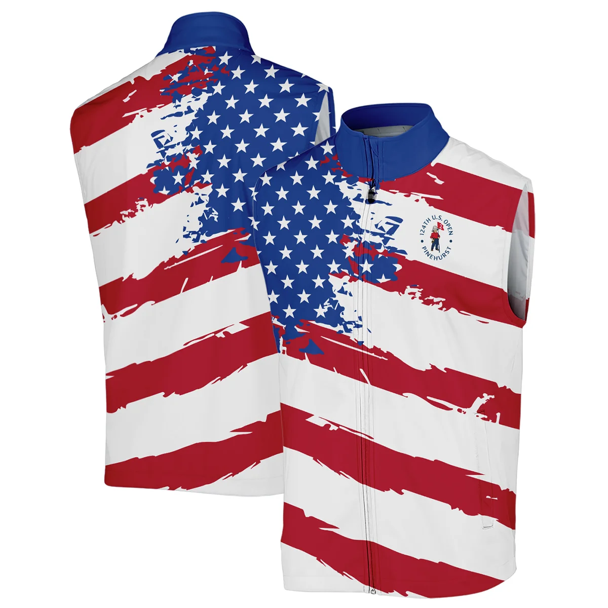 Rolex US Flag Blue Red Stars 124th U.S. Open Pinehurst Sleeveless Jacket Style Classic Sleeveless Jacket
