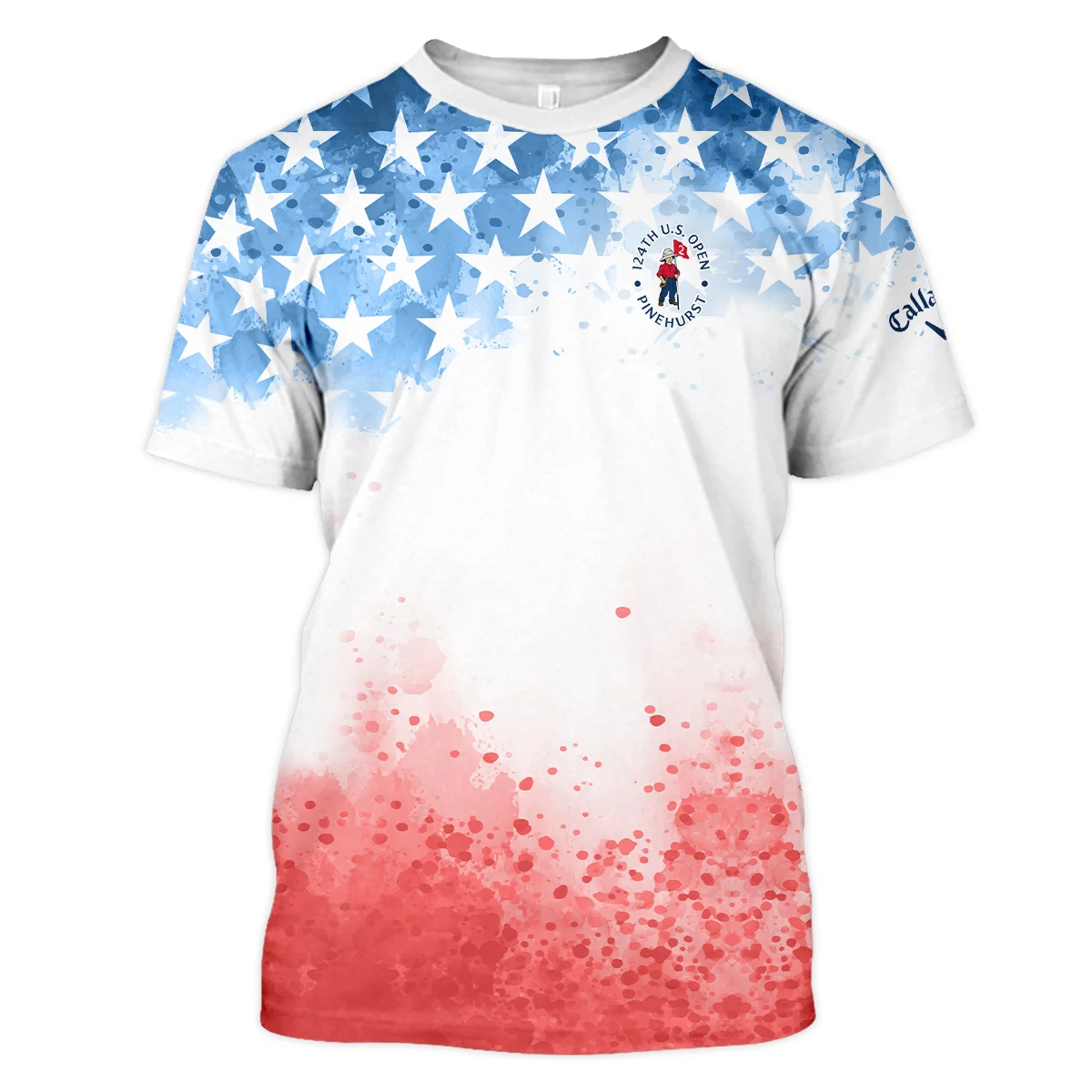Special Version 124th U.S. Open Pinehurst Callaway Unisex T-Shirt Watercolor Blue Red Stars T-Shirt