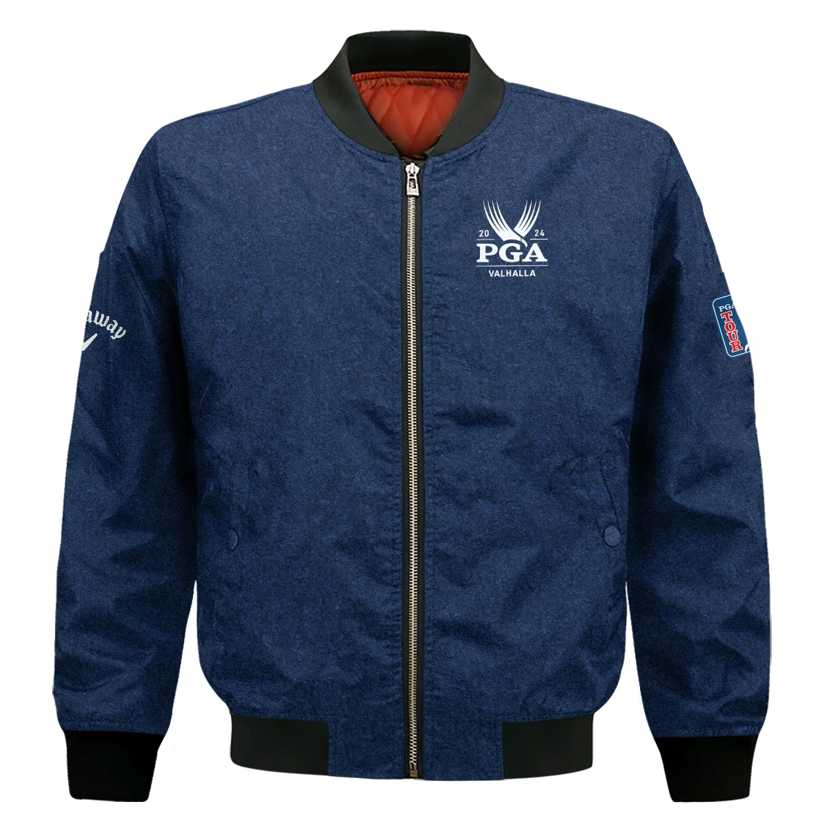 Special Version 2024 PGA Championship Valhalla Callaway Zipper Polo Shirt Blue Paperboard Texture Zipper Polo Shirt For Men