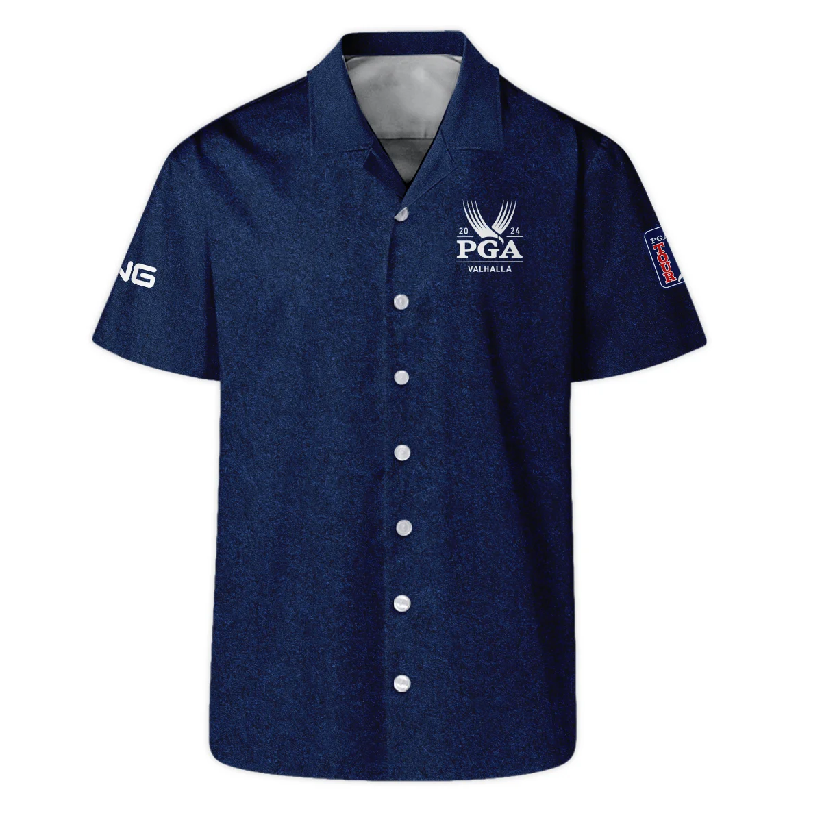 Special Version 2024 PGA Championship Valhalla Ping Hawaiian Shirt Blue Paperboard Texture Oversized Hawaiian Shirt