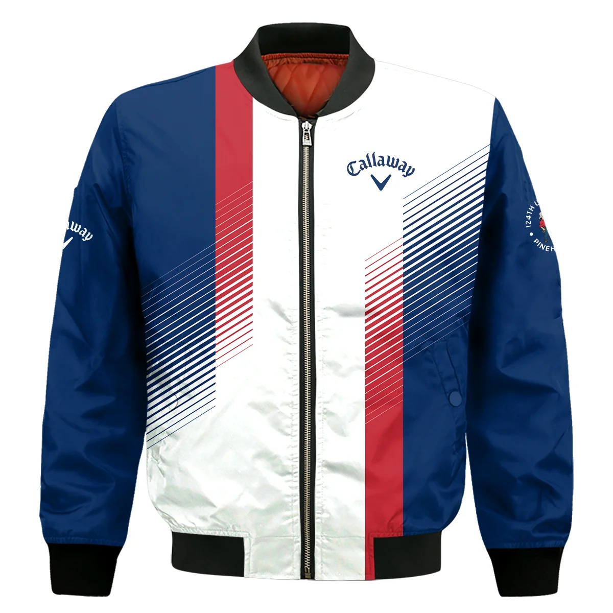 Sport Callaway 124th U.S. Open Pinehurst Golf Bomber Jacket Blue Red Striped Pattern White All Over Print Bomber Jacket