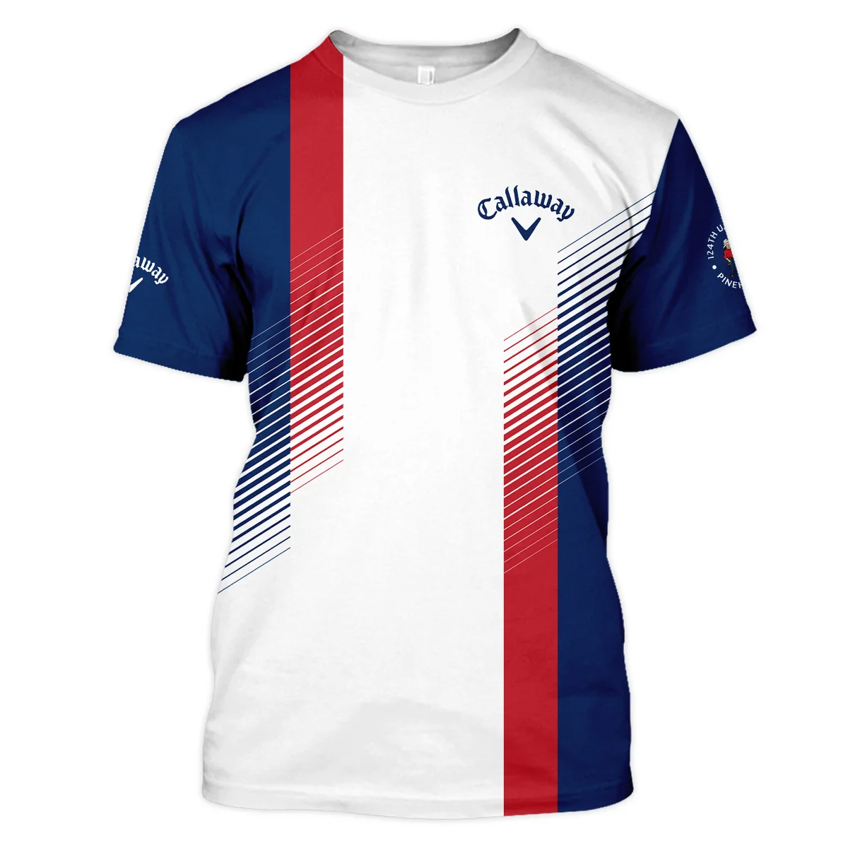 Sport Callaway 124th U.S. Open Pinehurst Golf Polo Shirt Blue Red Striped Pattern White All Over Print Polo Shirt For Men