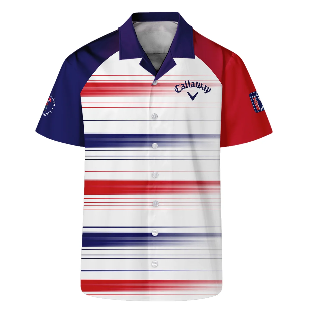 Sport Callaway 124th U.S. Open Pinehurst Hawaiian Shirt Straight Lines Blue Red Oversized Hawaiian Shirt