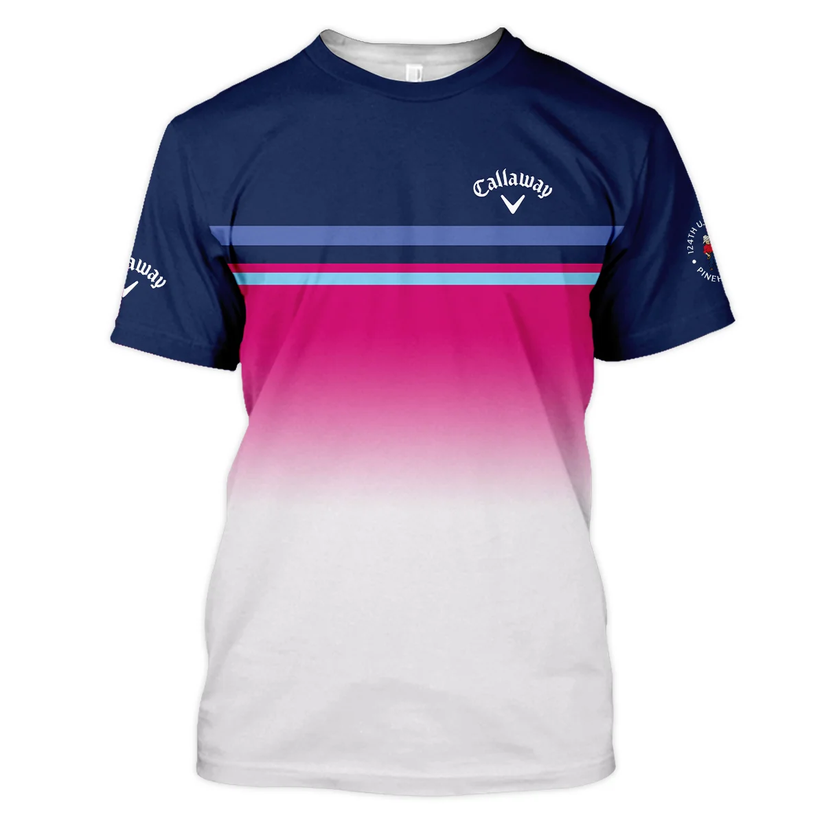 Sport Callaway 124th U.S. Open Pinehurst Unisex T-Shirt White Strong Pink Very Dark Blue Pattern  All Over Print T-Shirt