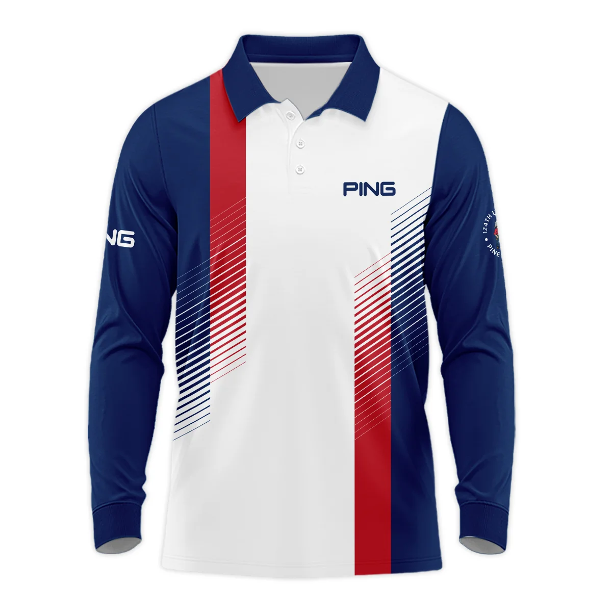 Sport Ping 124th U.S. Open Pinehurst Golf Unisex T-Shirt Blue Red Striped Pattern White All Over Print T-Shirt