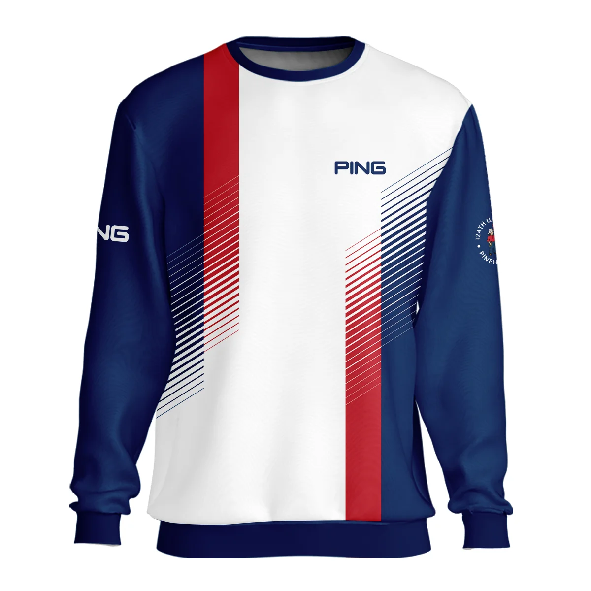 Sport Ping 124th U.S. Open Pinehurst Golf Unisex Sweatshirt Blue Red Striped Pattern White All Over Print Sweatshirt