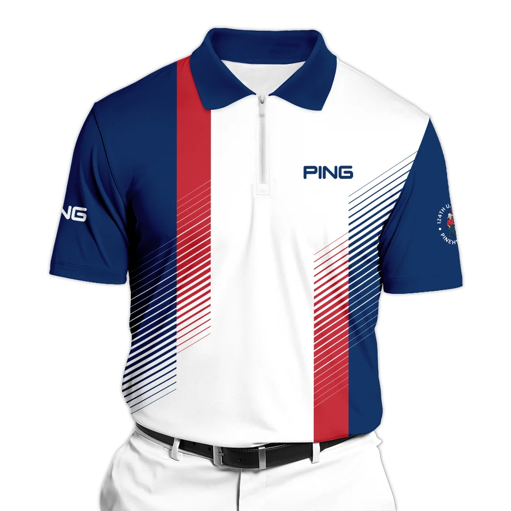 Sport Ping 124th U.S. Open Pinehurst Golf Hawaiian Shirt Blue Red Striped Pattern White All Over Print Oversized Hawaiian Shirt