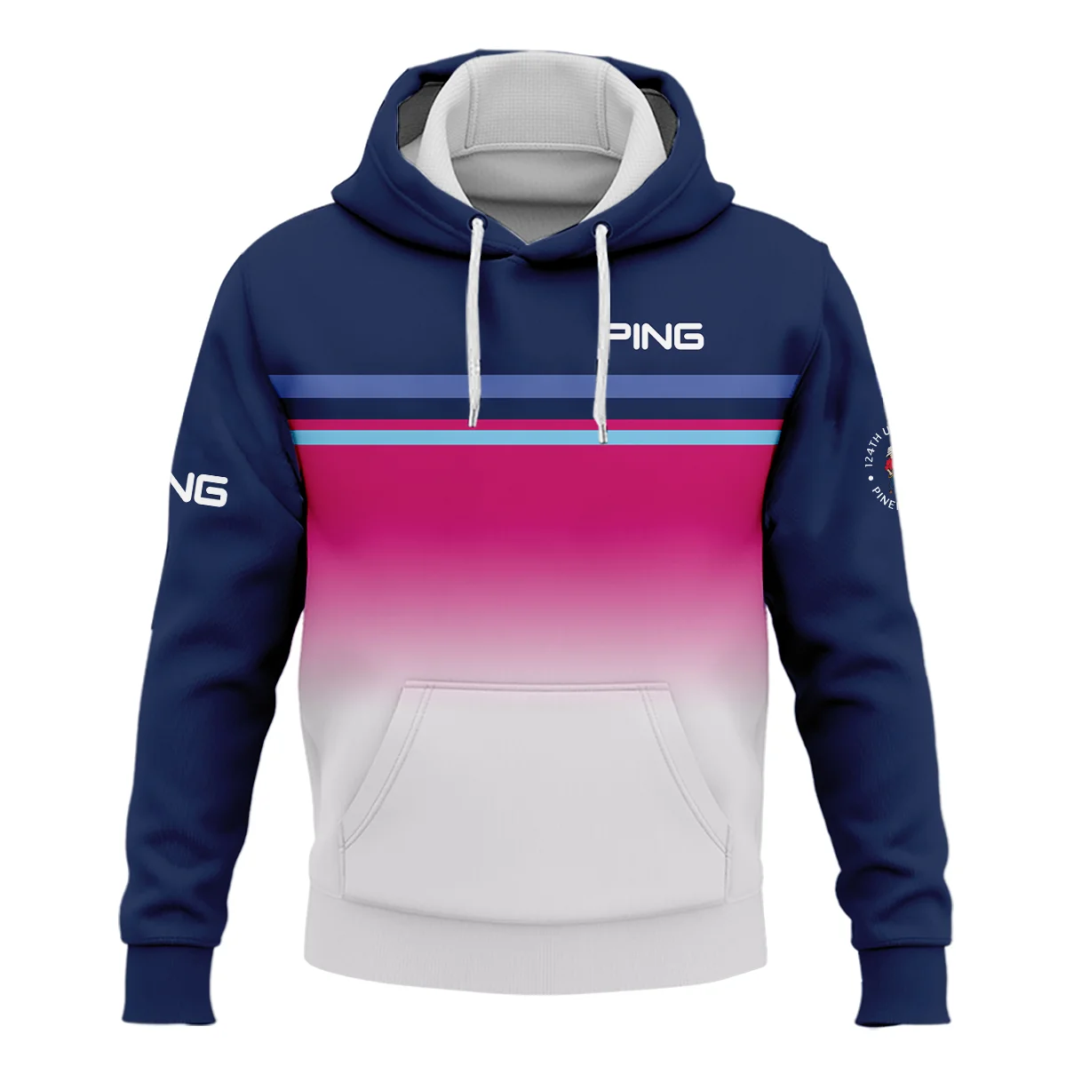 Sport Ping 124th U.S. Open Pinehurst Hoodie Shirt White Strong Pink Very Dark Blue Pattern  All Over Print Hoodie Shirt