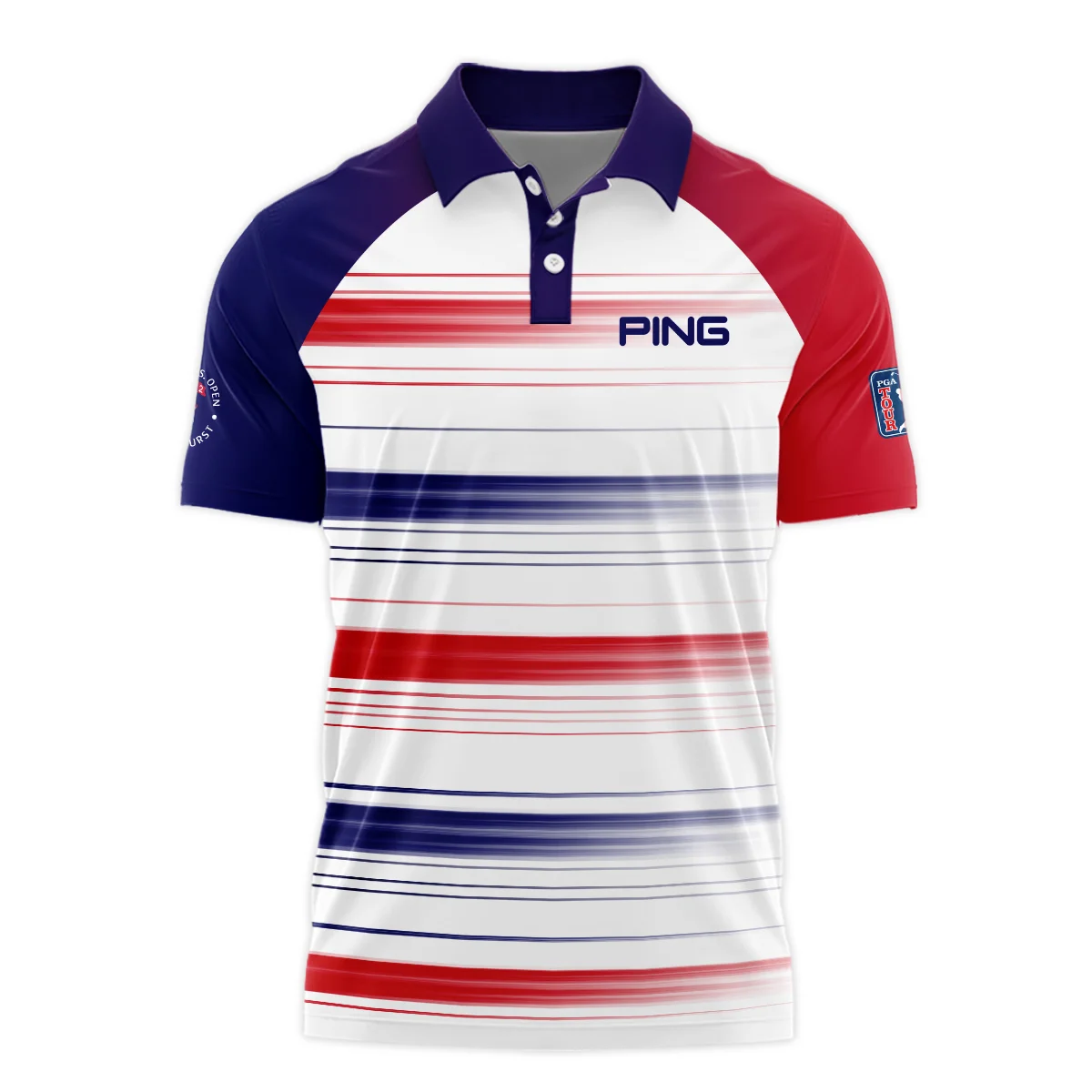 Sport Ping 124th U.S. Open Pinehurst Hawaiian Shirt Straight Lines Blue Red Oversized Hawaiian Shirt