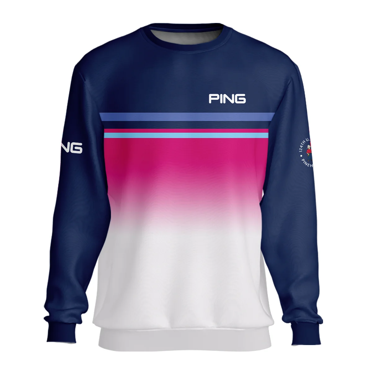 Sport Ping 124th U.S. Open Pinehurst Unisex Sweatshirt White Strong Pink Very Dark Blue Pattern  All Over Print Sweatshirt