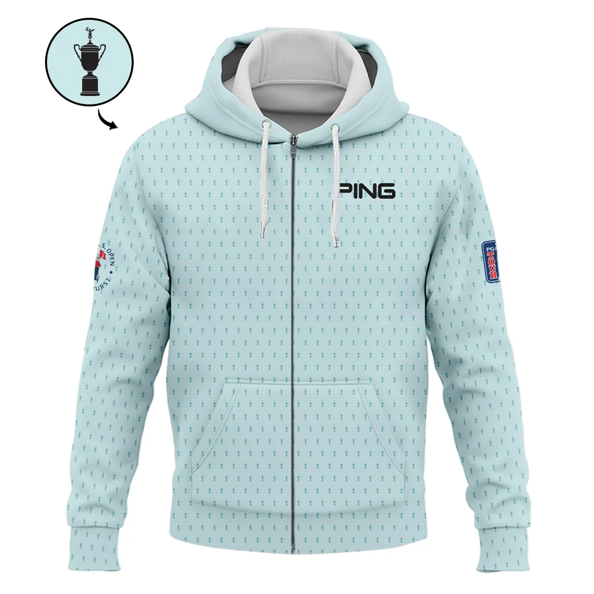 Sports 124th U.S. Open Ping Pinehurst Stand Colar Jacket Cup Pattern Pastel Green All Over Print Stand Colar Jacket