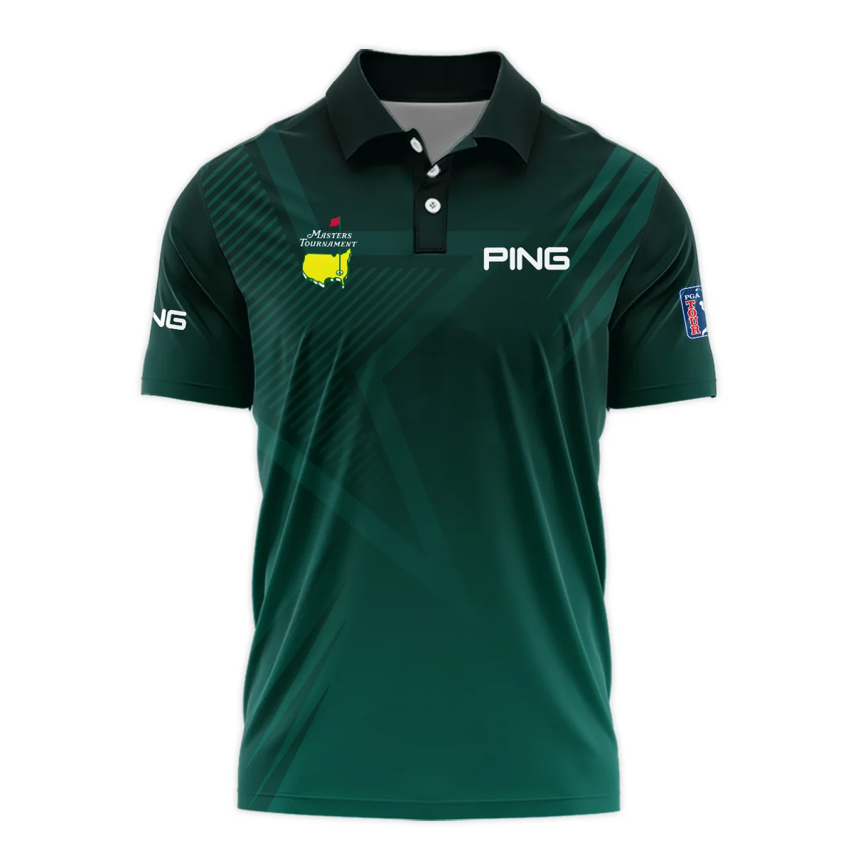 Sports Ping Masters Tournament Polo Shirt Star Pattern Dark Green Gradient Golf Polo Shirt For Men