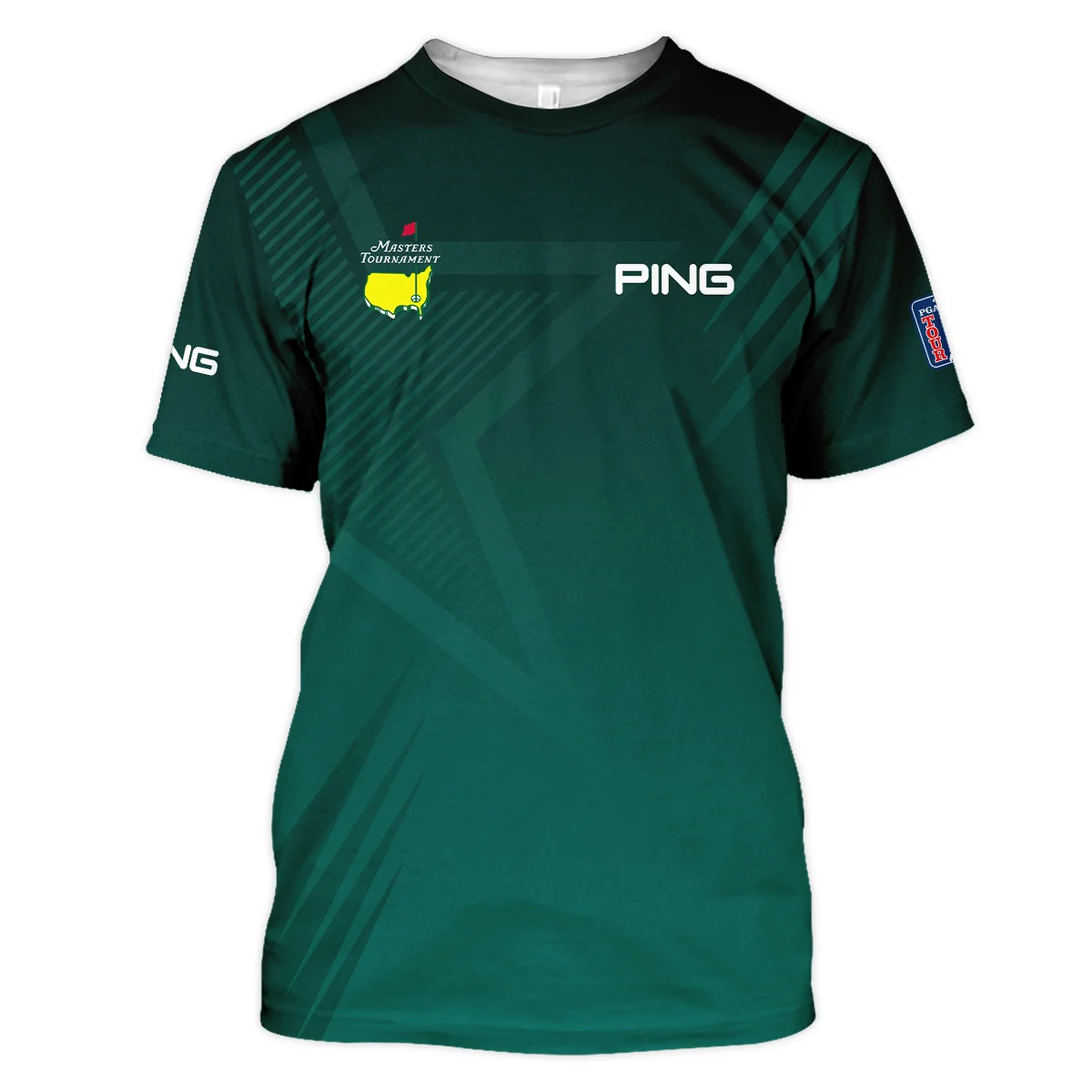 Sports Ping Masters Tournament Unisex T-Shirt Star Pattern Dark Green Gradient Golf T-Shirt