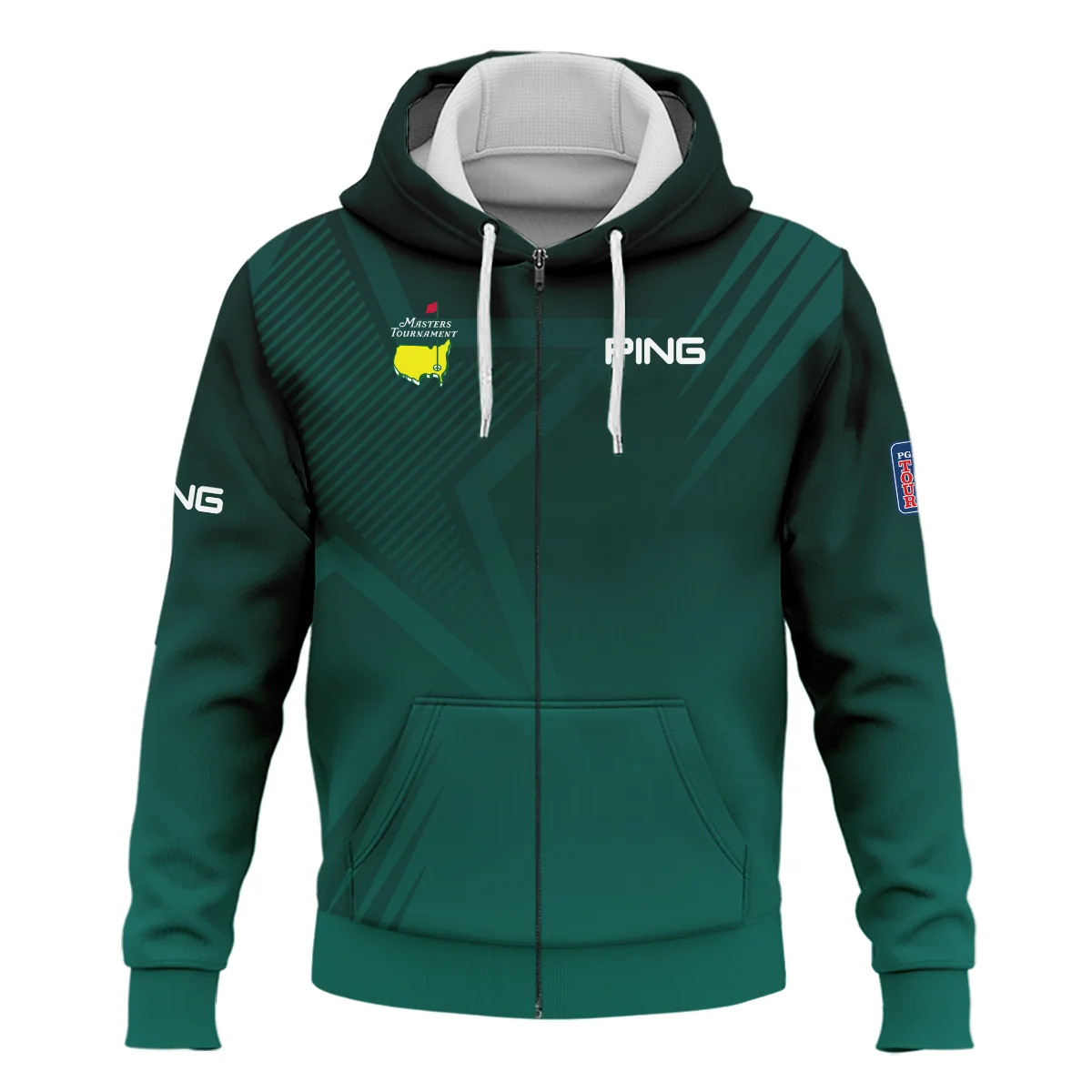 Sports Ping Masters Tournament Zipper Hoodie Shirt Star Pattern Dark Green Gradient Golf Zipper Hoodie Shirt