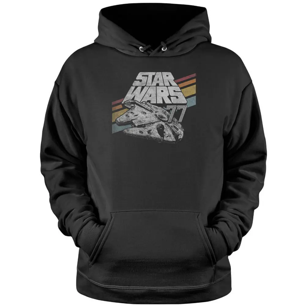 Star Wars Millennium Falcon 77 Retro Diagonal Stripes Pullover Hoodie