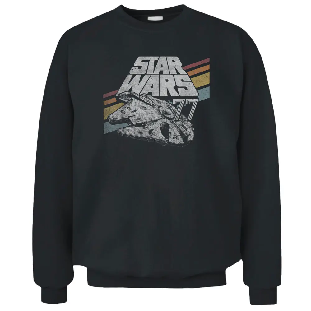 Star Wars Millennium Falcon 77 Retro Diagonal Stripes Pullover Sweatshirt