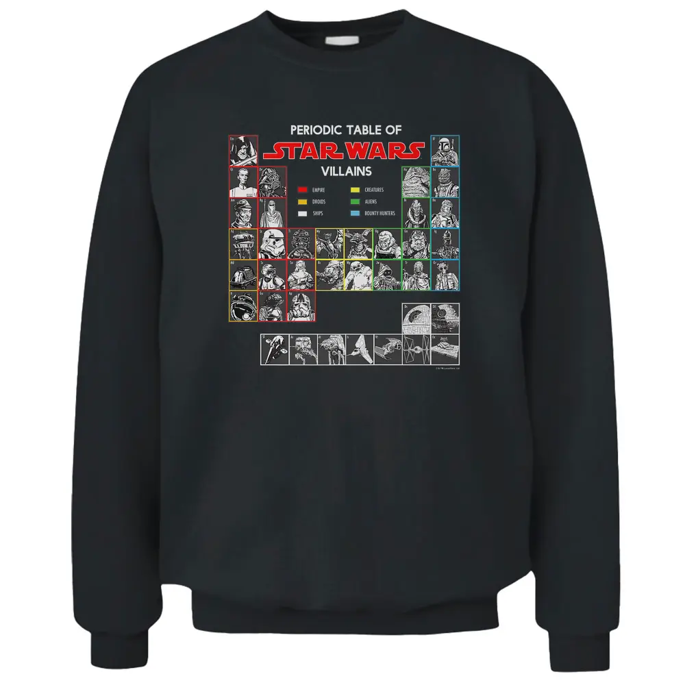 Star Wars Periodic Table Of Villains Premium Graphic Pullover Sweatshirt