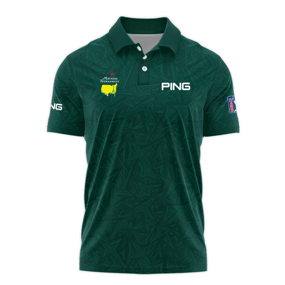 Stars Dark Green Abstract Sport Masters Tournament Ping Vneck Long Polo Shirt Style Classic Long Polo Shirt For Men