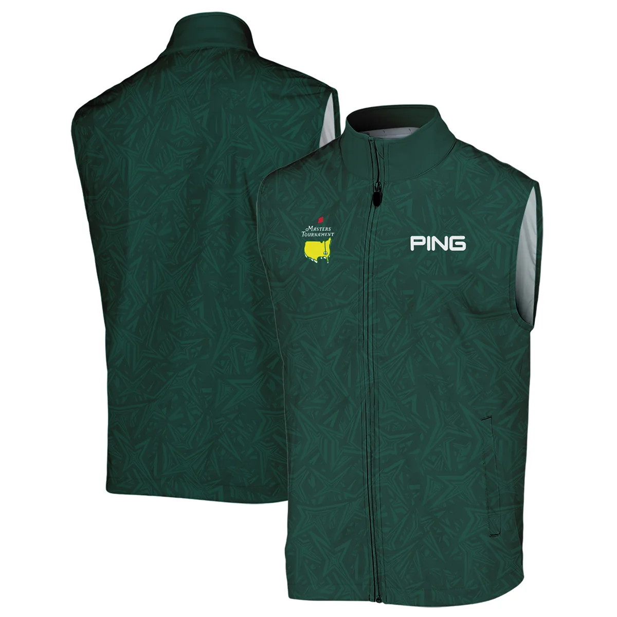 Stars Dark Green Abstract Sport Masters Tournament Ping Sleeveless Jacket Style Classic Sleeveless Jacket