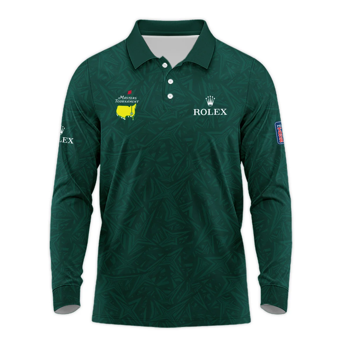 Stars Dark Green Abstract Sport Masters Tournament Rolex Long Polo Shirt Style Classic Long Polo Shirt For Men