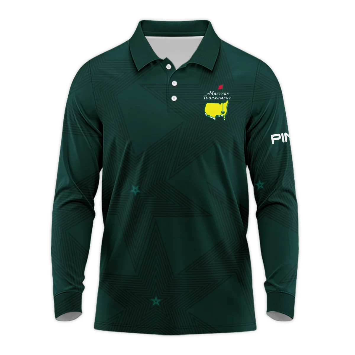 Stars Dark Green Golf Masters Tournament Ping Vneck Long Polo Shirt Style Classic Long Polo Shirt For Men