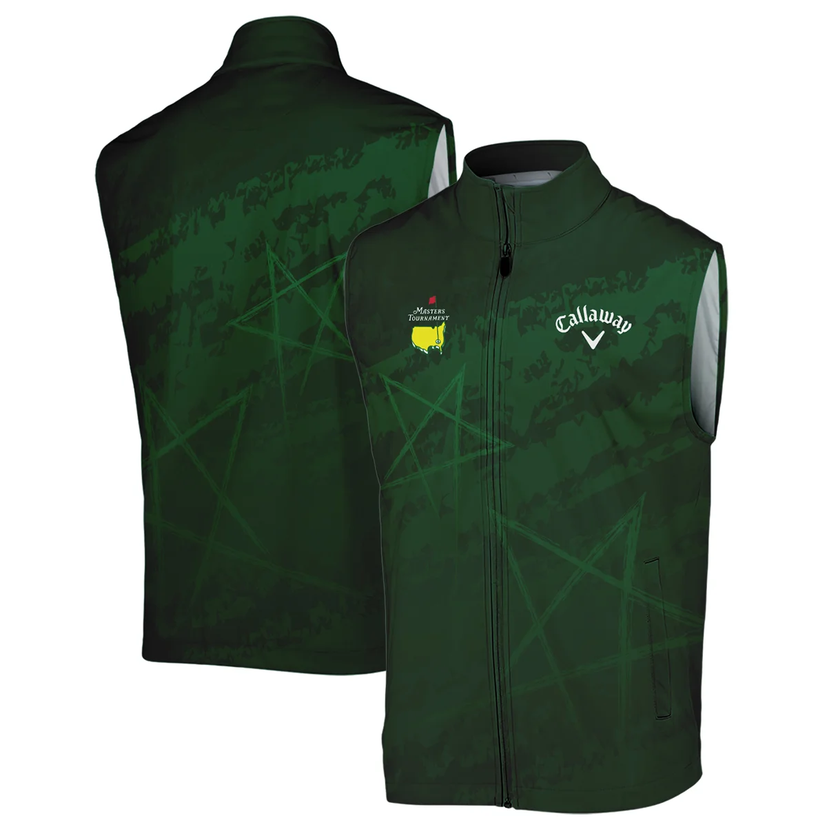 Stars Gradient Dark Green Grunge Pattern Masters Tournament Callaway Sleeveless Jacket Style Classic Sleeveless Jacket