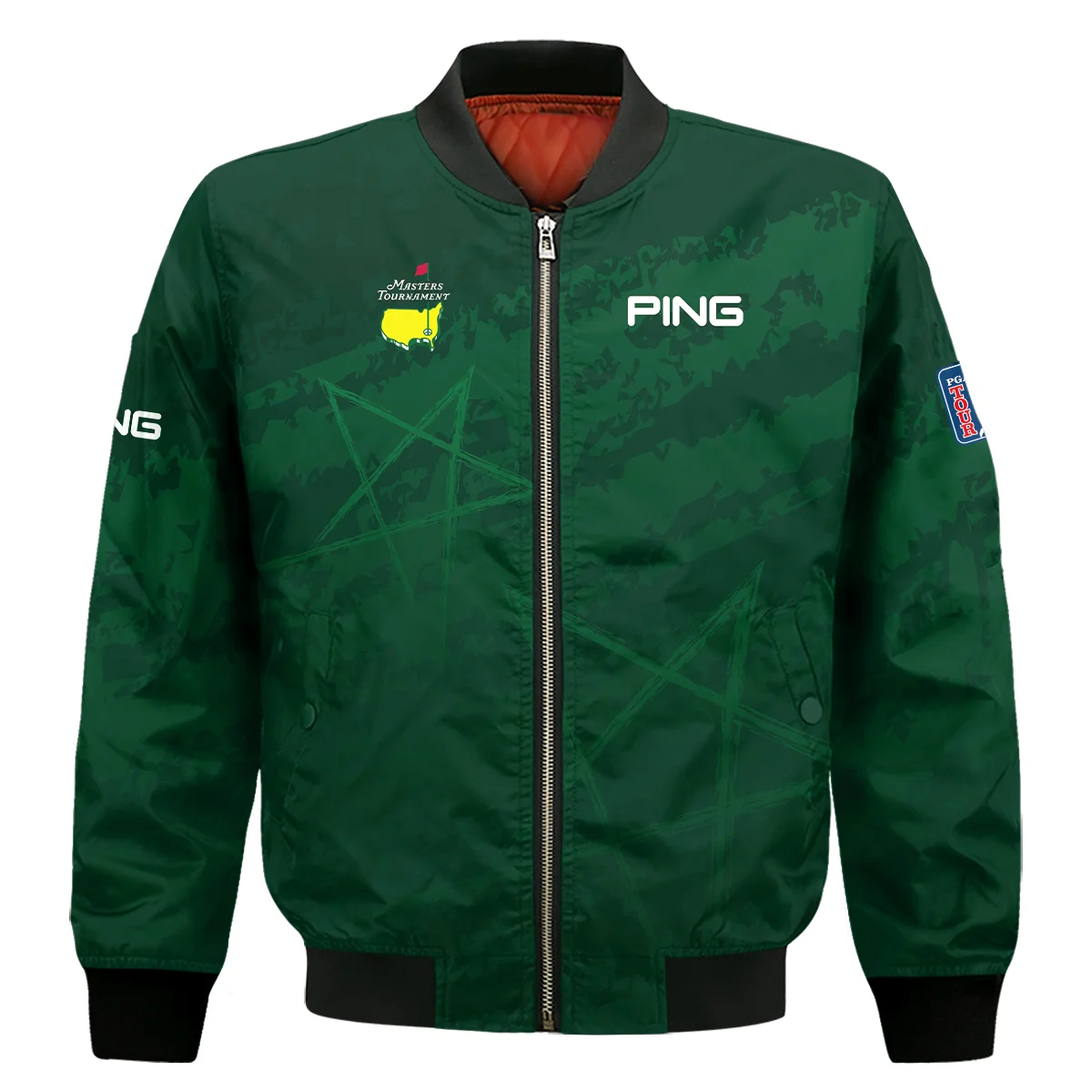 Stars Gradient Dark Green Grunge Pattern Masters Tournament Ping Bomber Jacket Style Classic Bomber Jacket