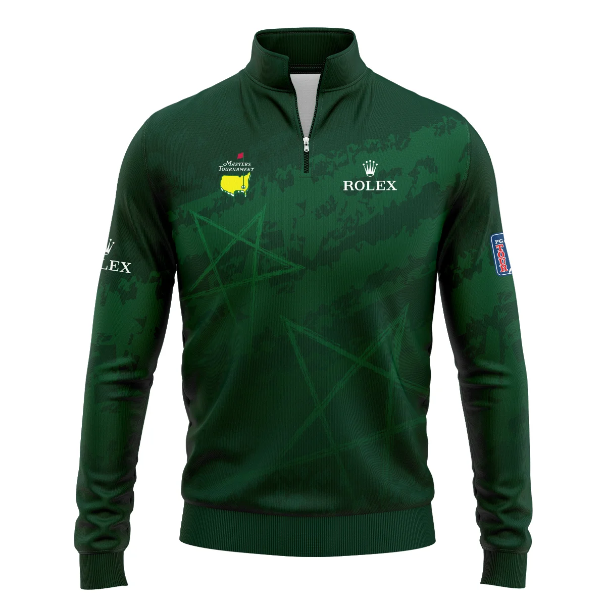 Stars Gradient Dark Green Grunge Pattern Masters Tournament Rolex Quarter-Zip Jacket Style Classic Quarter-Zip Jacket