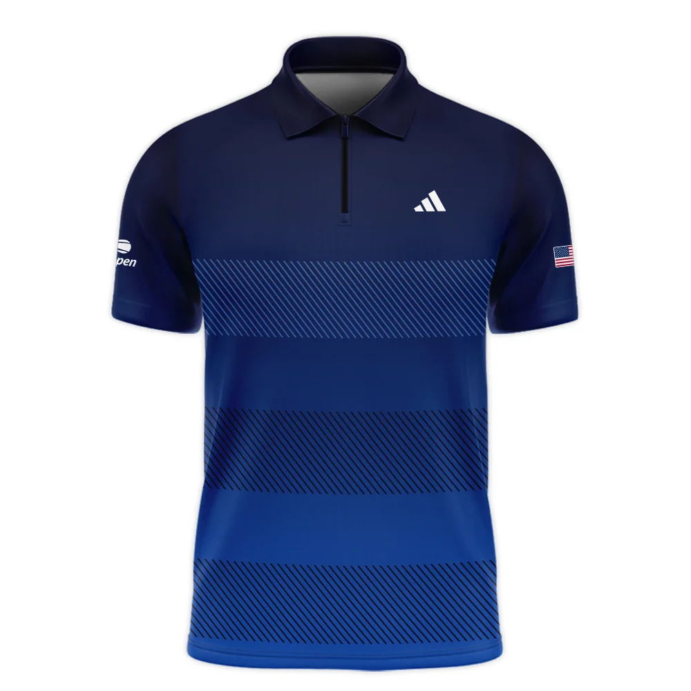 Straight Line Dark Blue Background US Open Tennis Champions Adidas Zipper Hoodie Shirt Style Classic Zipper Hoodie Shirt