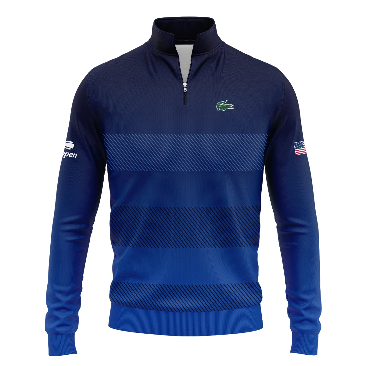 Straight Line Dark Blue Background US Open Tennis Champions Lacoste Quarter-Zip Jacket Style Classic Quarter-Zip Jacket