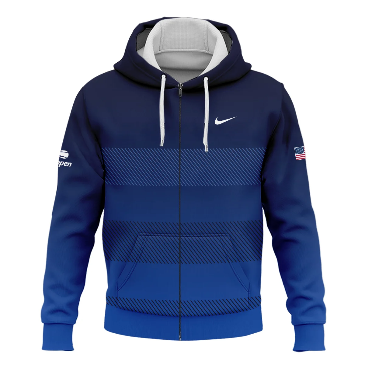 Straight Line Dark Blue Background US Open Tennis Champions Nike Zipper Hoodie Shirt Style Classic Zipper Hoodie Shirt