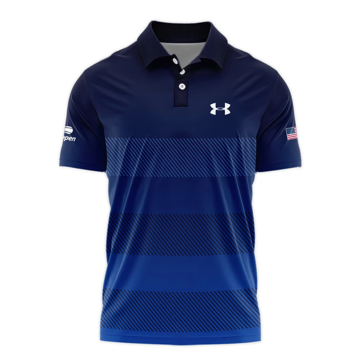 Straight Line Dark Blue Background US Open Tennis Champions Under Armour Polo Shirt Style Classic Polo Shirt For Men