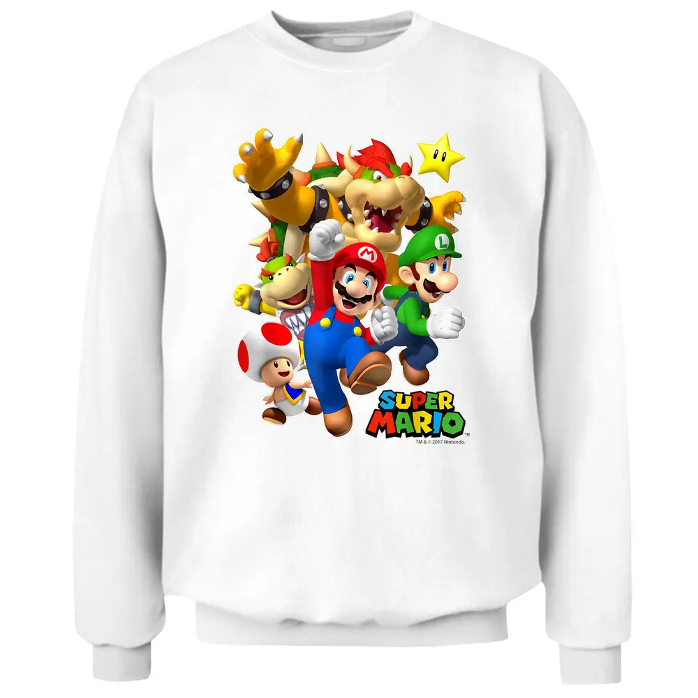 Super Mario Group Shot With Bowser 3d Pullover Sweatshirt