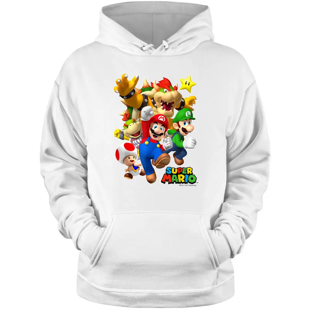 Super Mario Group Shot With Bowser 3d Pullover Hoodie