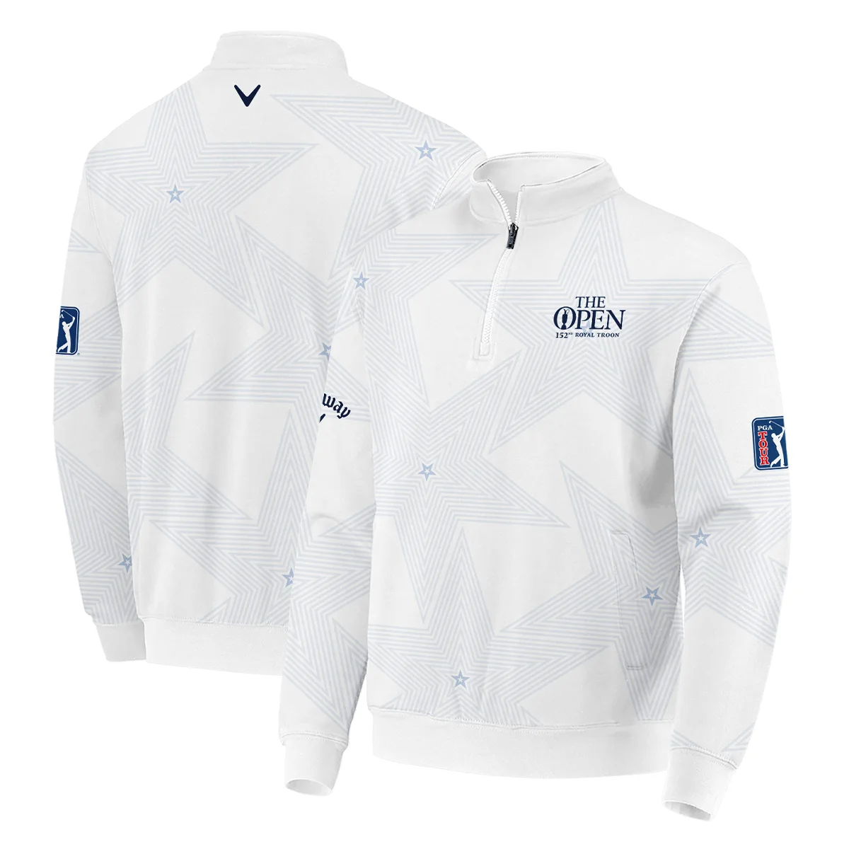 The 152nd Open Championship Golf Sport Callaway Stand Colar Jacket Sports Star Sripe White Navy Stand Colar Jacket
