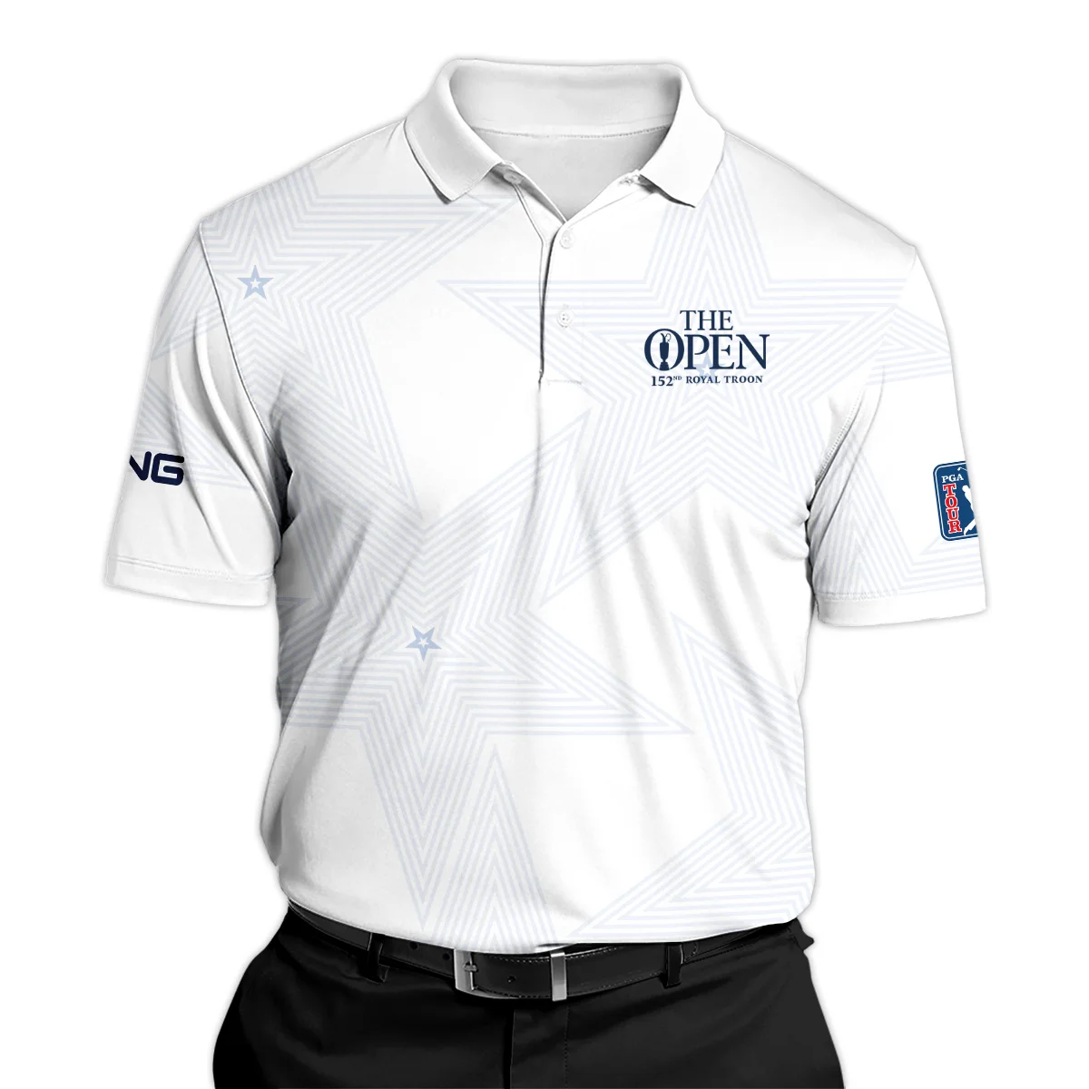 The 152nd Open Championship Golf Sport Ping Zipper Polo Shirt Sports Star Sripe White Navy Zipper Polo Shirt For Men