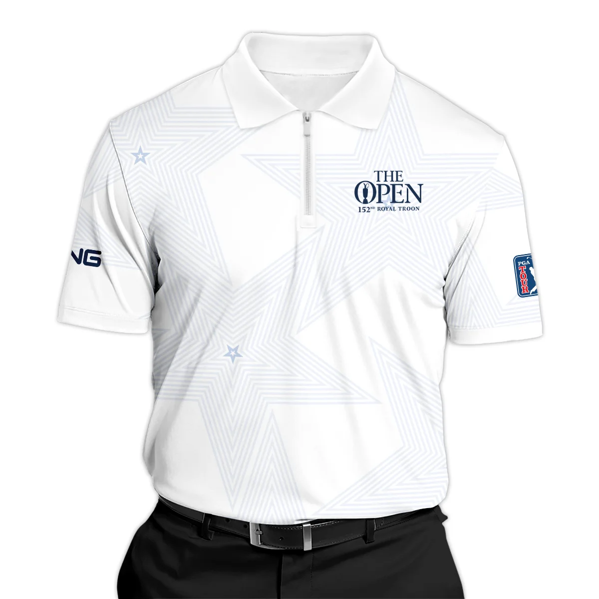 The 152nd Open Championship Golf Sport Ping Stand Colar Jacket Sports Star Sripe White Navy Stand Colar Jacket
