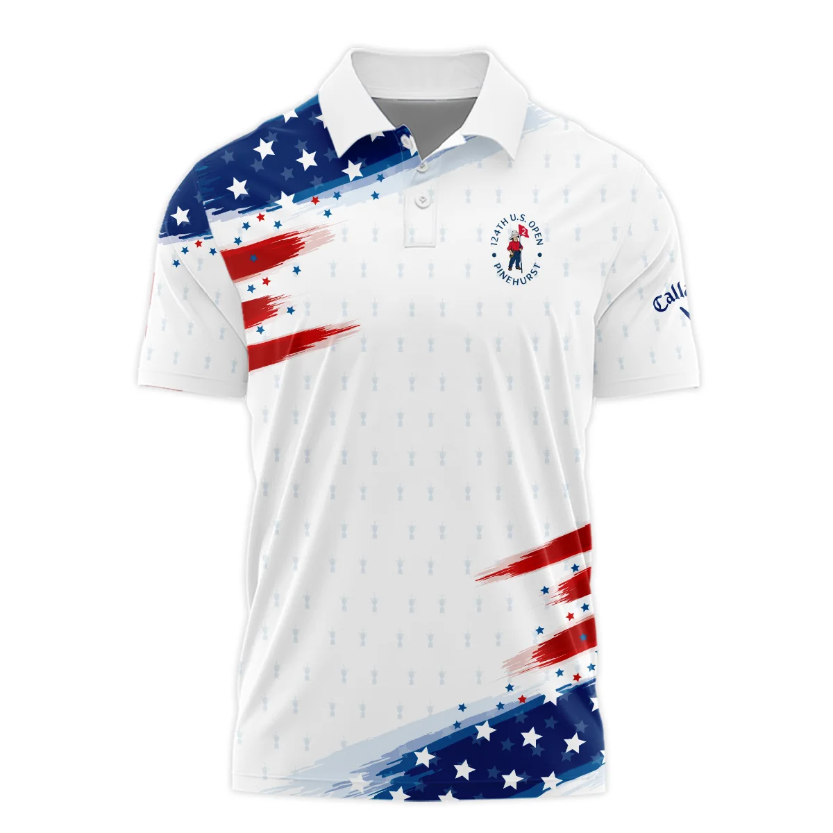 Tournament 124th U.S. Open Pinehurst Callaway Quarter-Zip Jacket Flag American White And Blue All Over Print Quarter-Zip Jacket